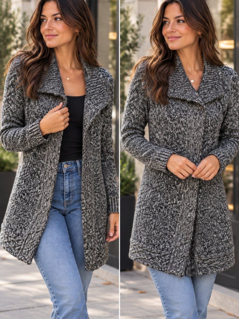 Prana Marled Knit Cardigan Coat